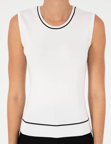 Ekru Slim Fit Triko Bluz