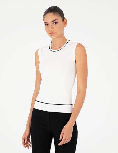Ekru Slim Fit Triko Bluz