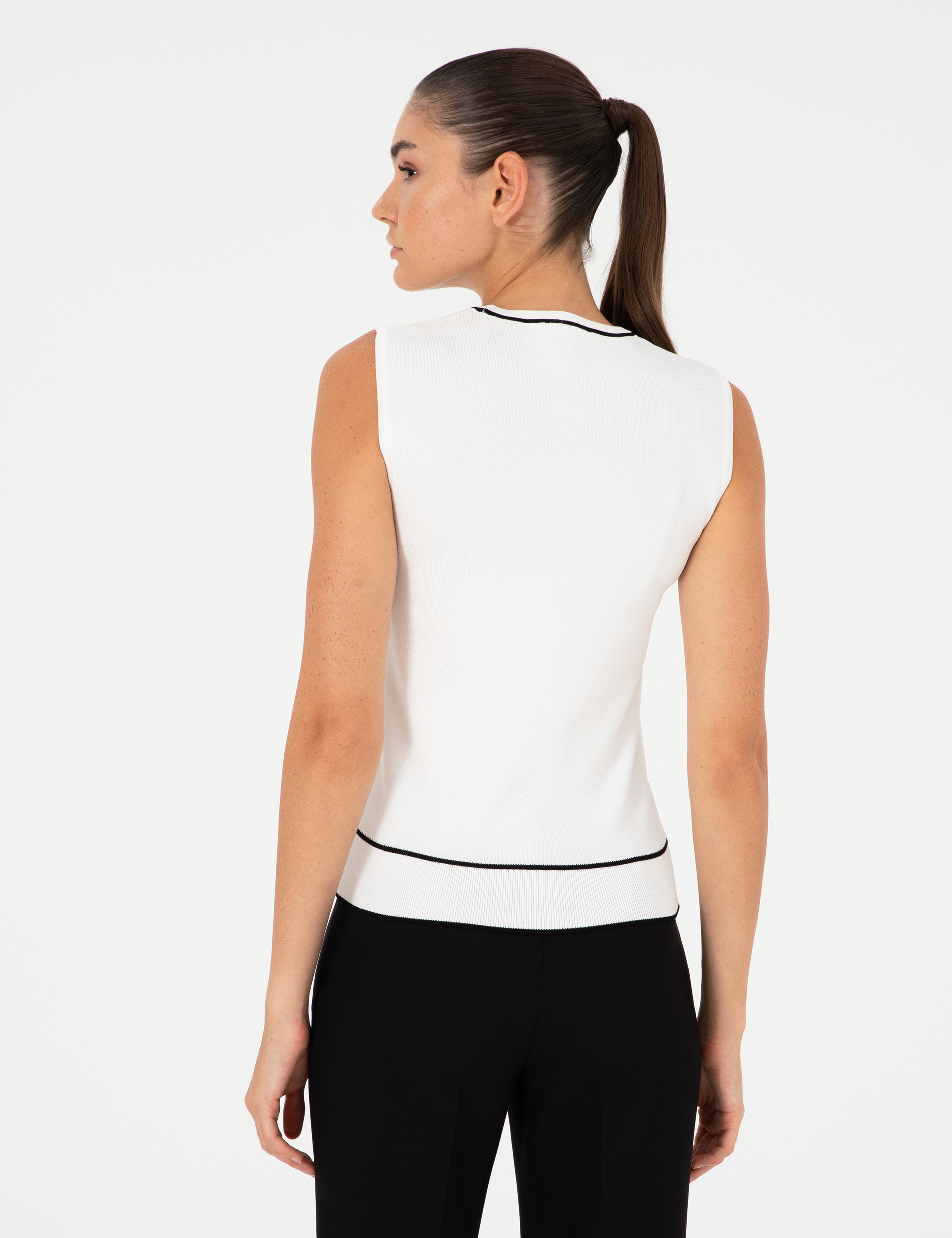 Ekru Slim Fit Triko Bluz - Image 5