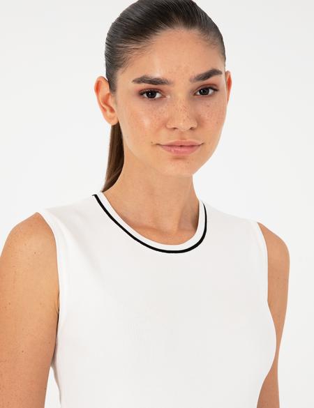 Ekru Slim Fit Triko Bluz - 50296459006