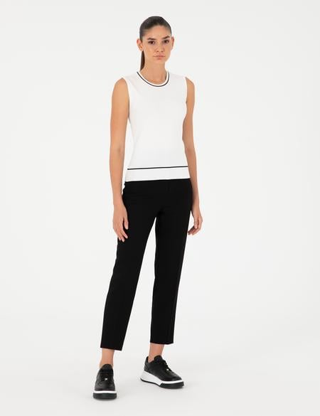 Ekru Slim Fit Triko Bluz - 50296459006