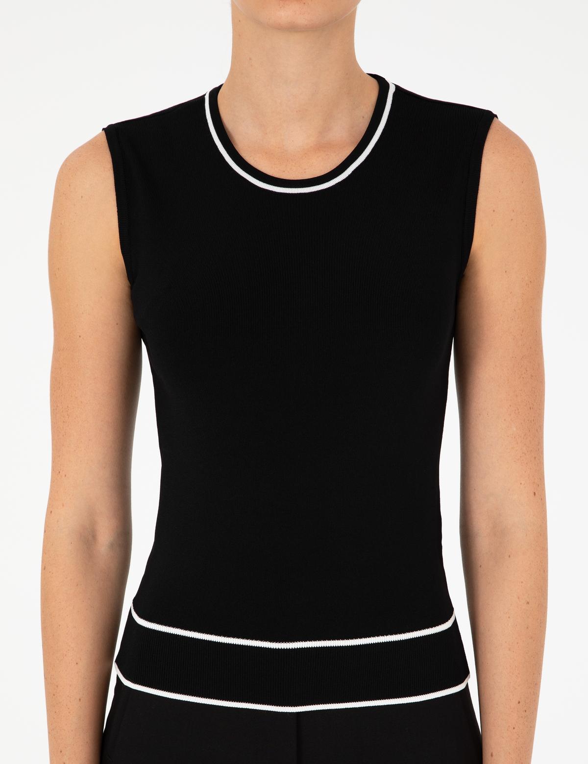 Siyah Slim Fit Triko Bluz - 50296459010