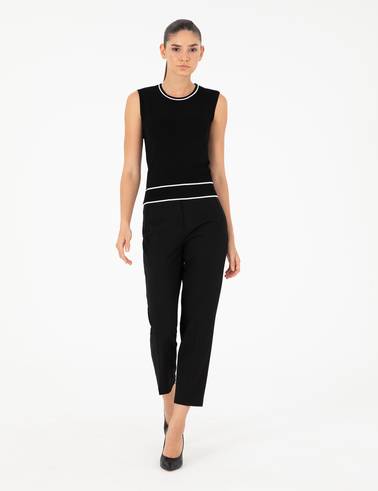 Siyah Slim Fit Triko Bluz