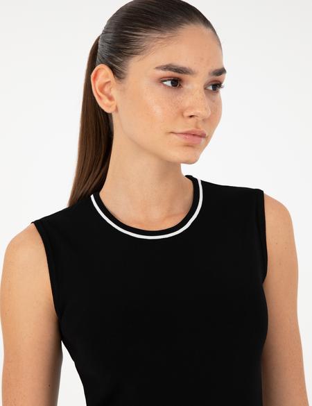 Siyah Slim Fit Triko Bluz - 50296459010