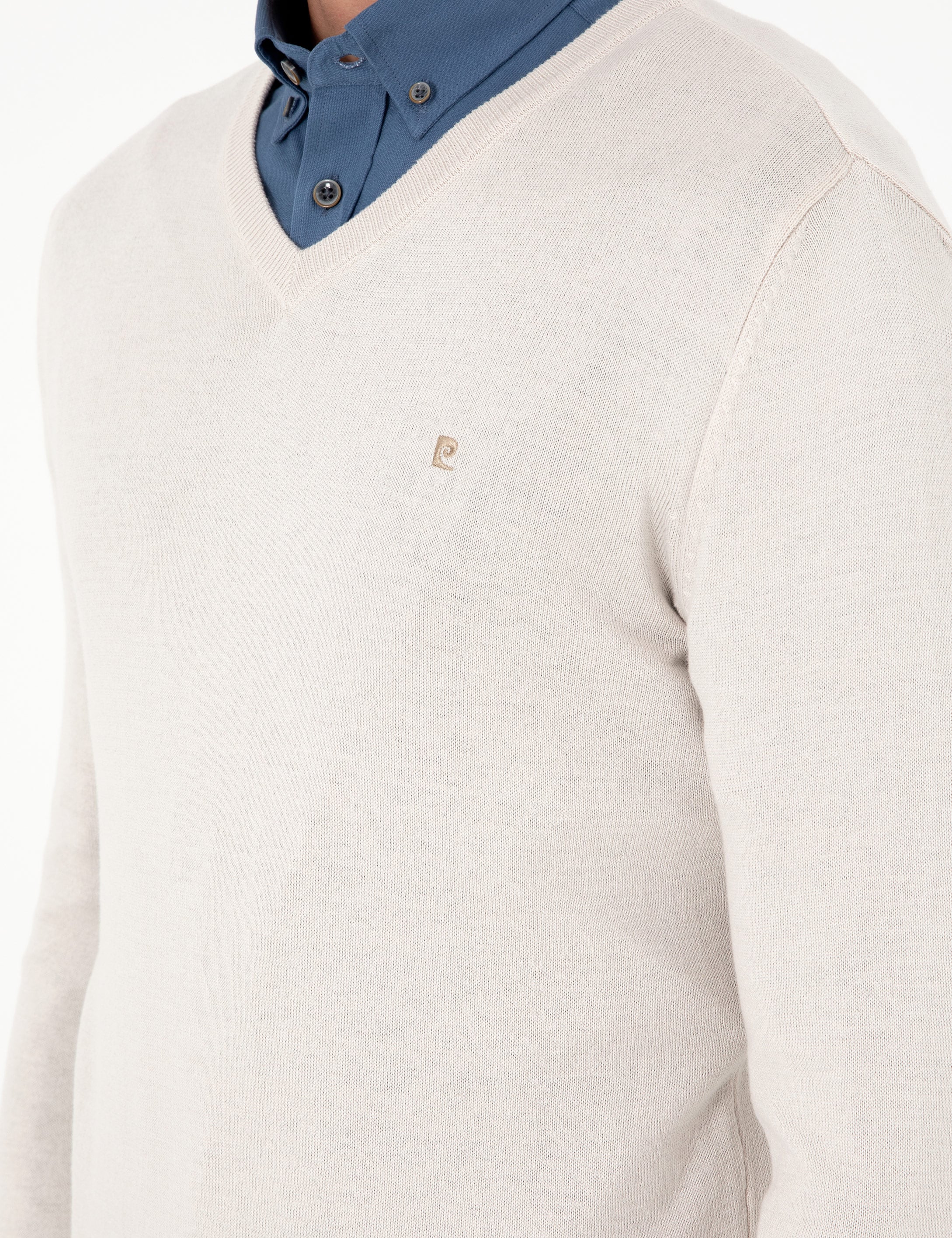 Taş Slim Fit V Yaka Basic Triko Kazak