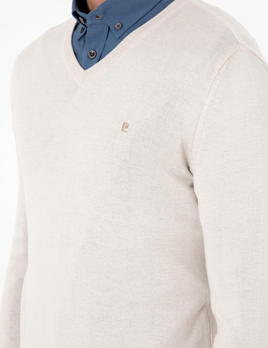 Taş Slim Fit V Yaka Basic Triko Kazak