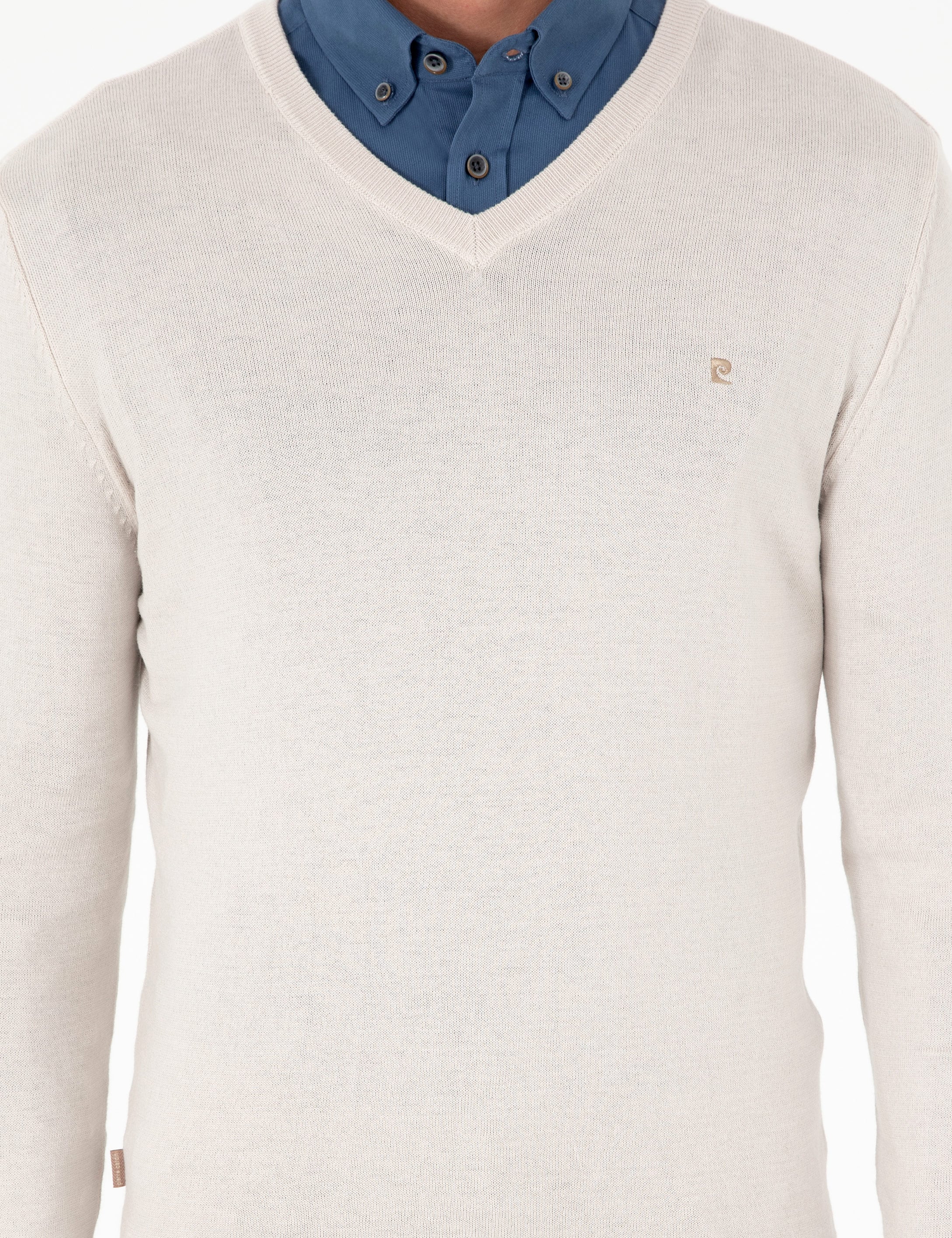 Taş Slim Fit V Yaka Basic Triko Kazak