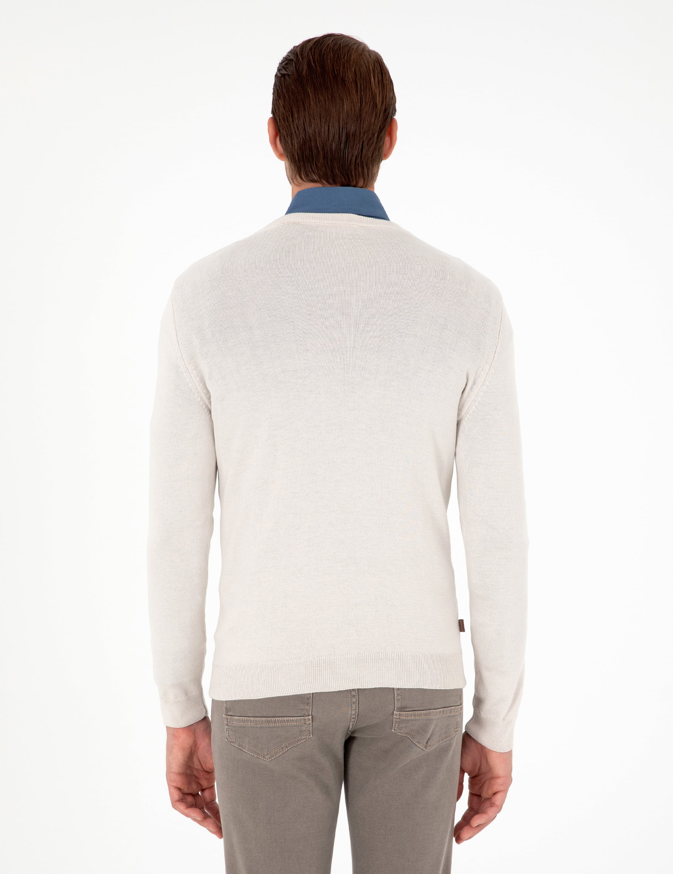 Taş Slim Fit V Yaka Basic Triko Kazak