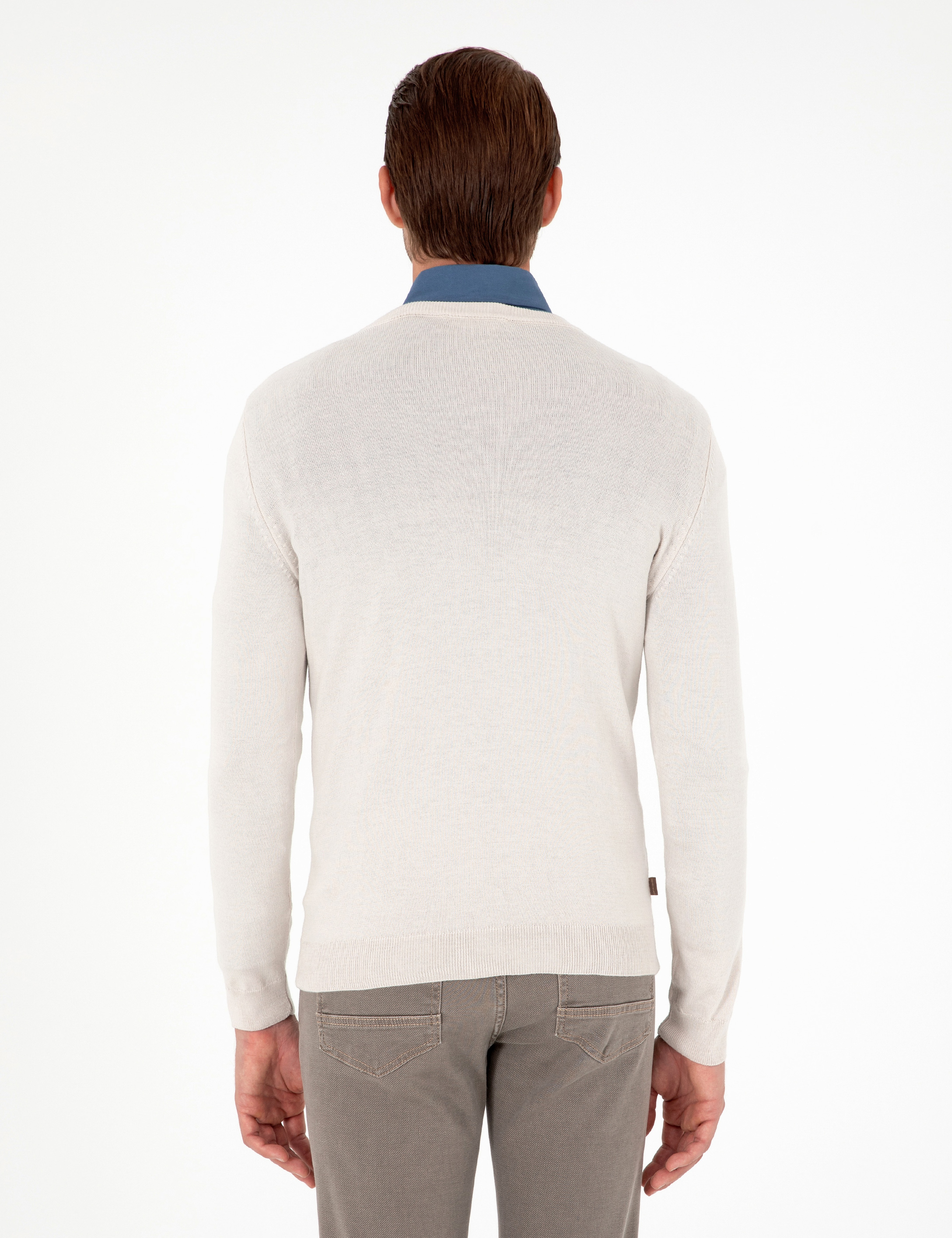 Taş Slim Fit V Yaka Basic Triko Kazak