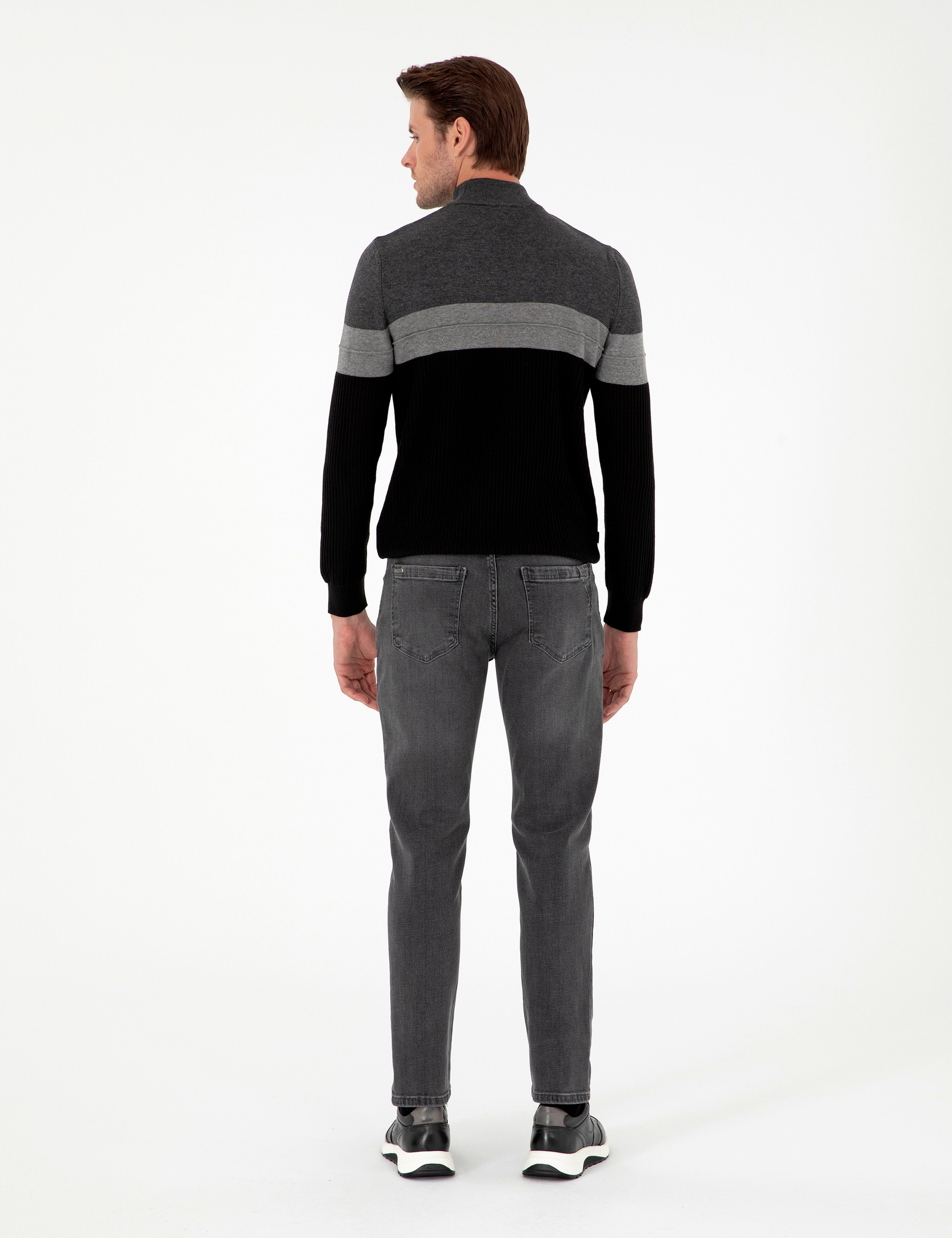 Antrasit Slim Fit Jean Pantolon - Image 4
