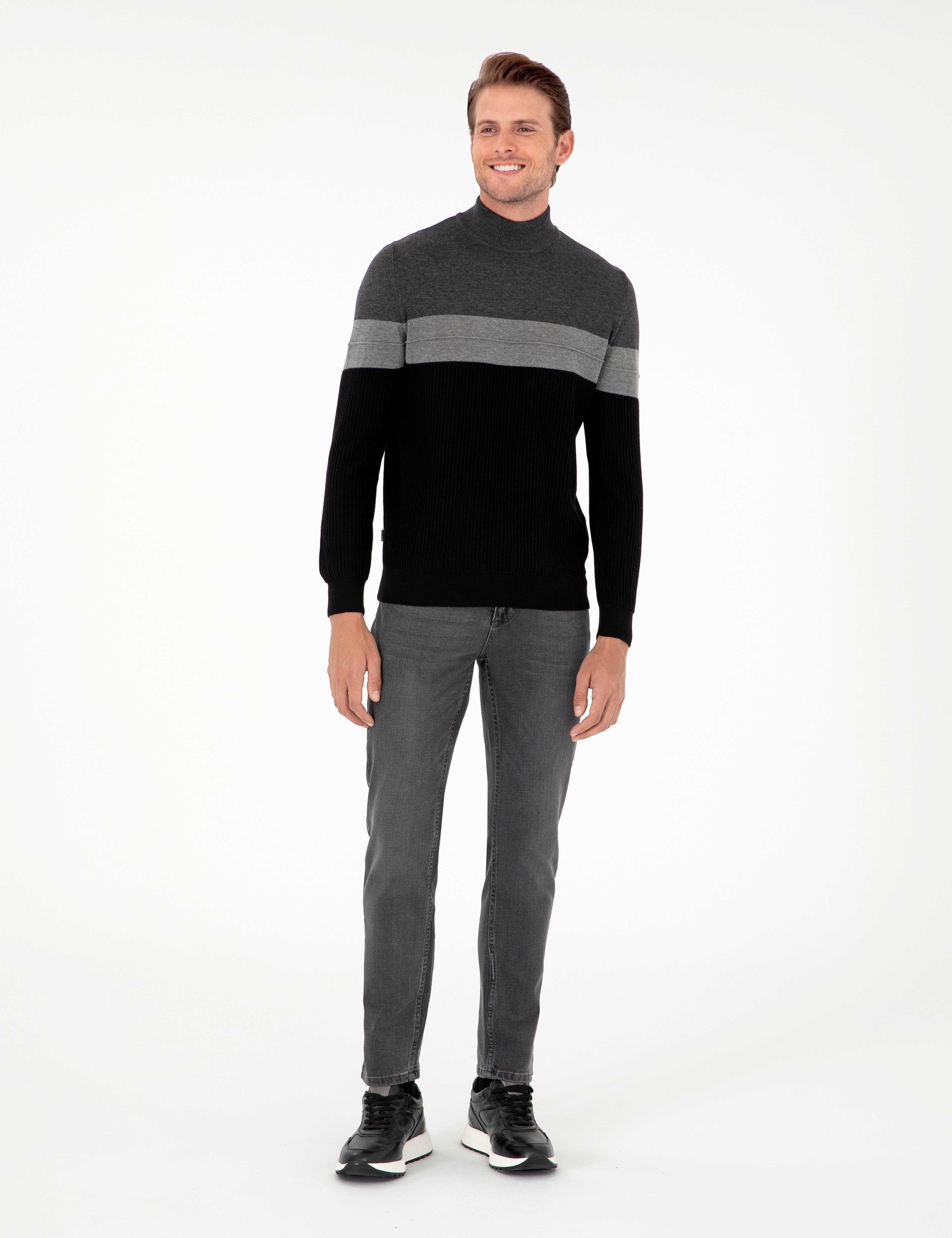 Antrasit Slim Fit Jean Pantolon - Image 1