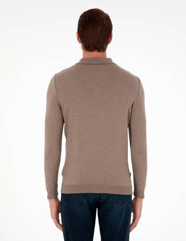 Vizon Melanj Slim Fit Polo Yaka Basic Triko Kazak