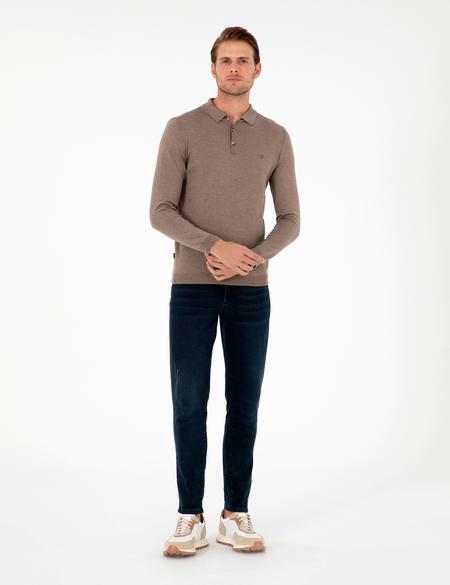 Vizon Melanj Slim Fit Polo Yaka Basic Triko Kazak - 50296623047