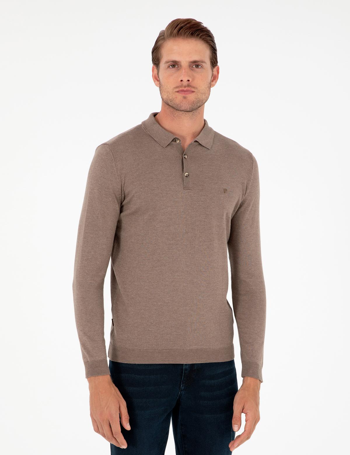 Vizon Melanj Slim Fit Polo Yaka Basic Triko Kazak