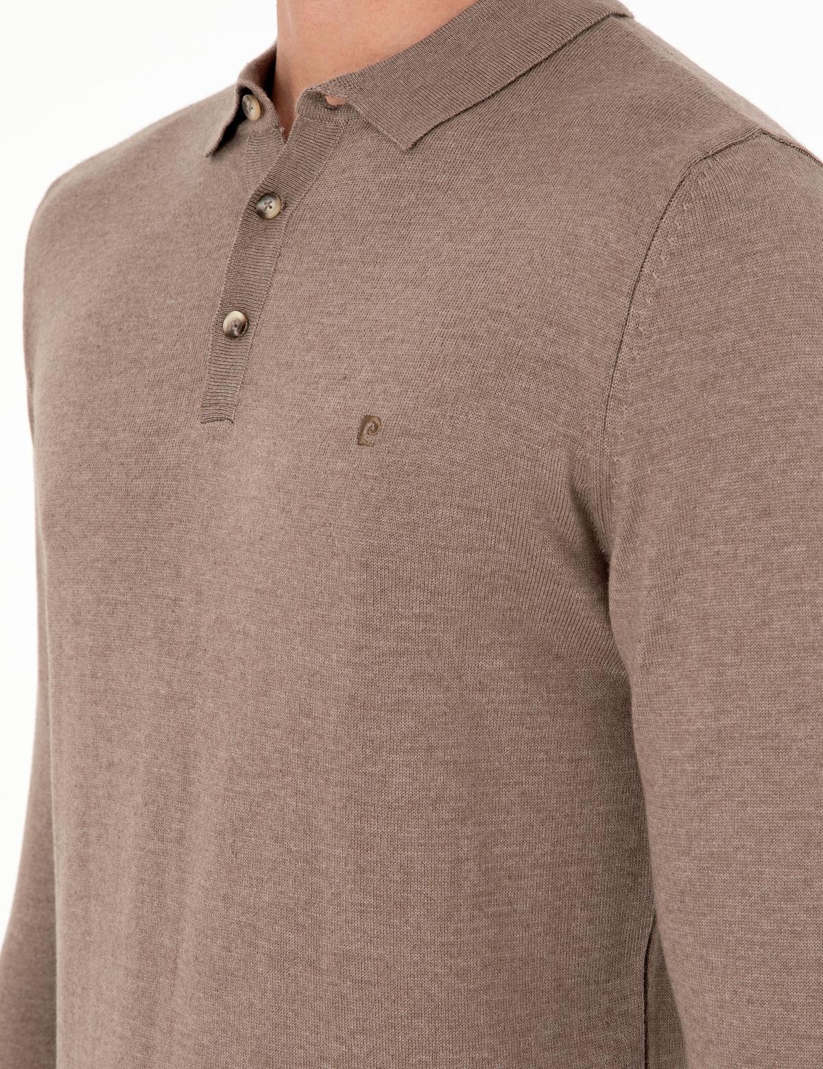 Vizon Melanj Slim Fit Polo Yaka Basic Triko Kazak - 50296623047