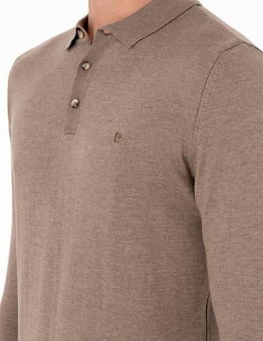 Vizon Melanj Slim Fit Polo Yaka Basic Triko Kazak