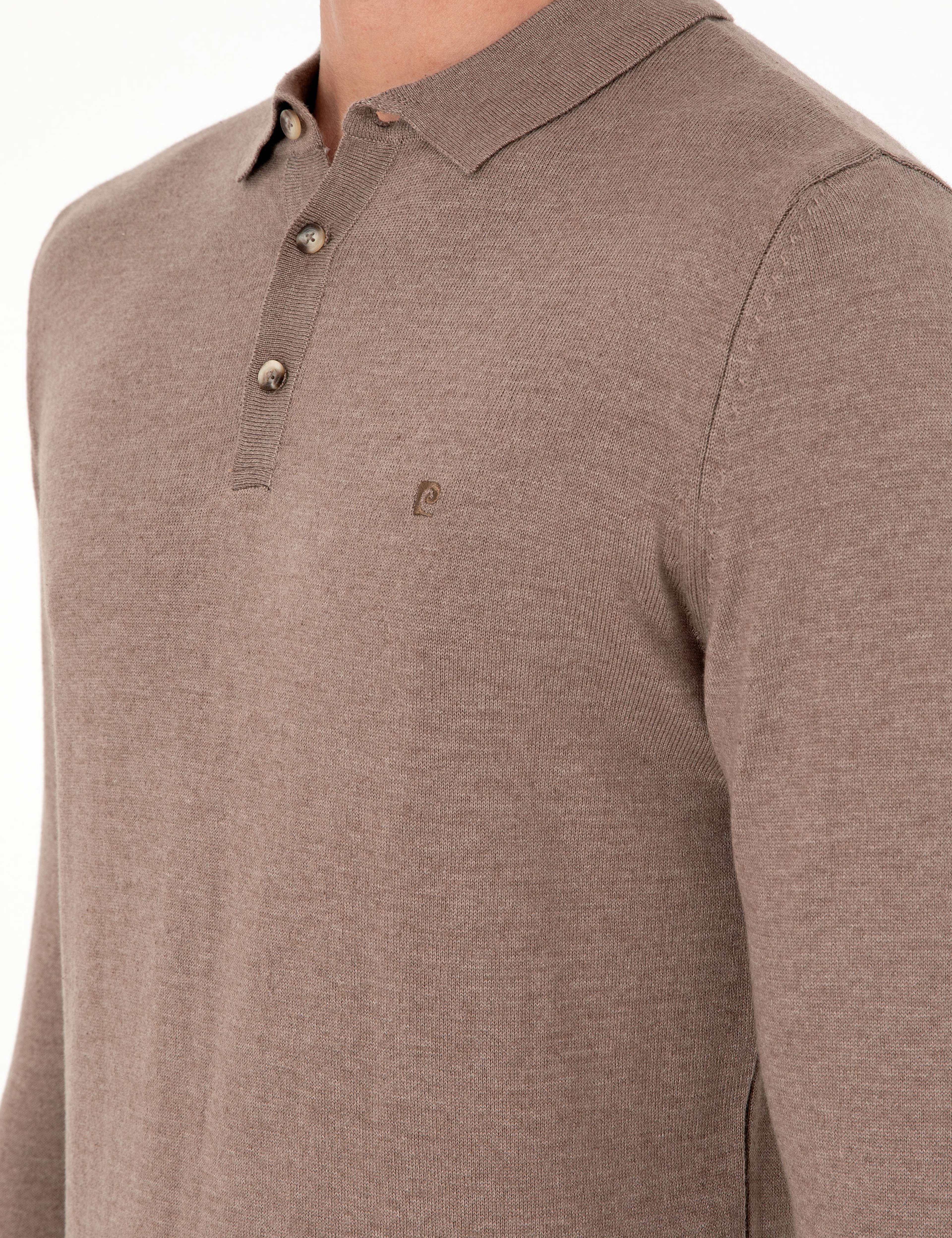 Vizon Melanj Slim Fit Polo Yaka Basic Triko Kazak - Image 6