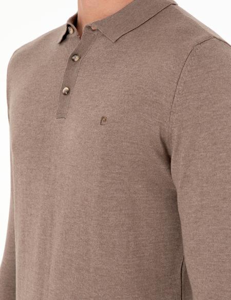 Vizon Melanj Slim Fit Polo Yaka Basic Triko Kazak - 50296623047