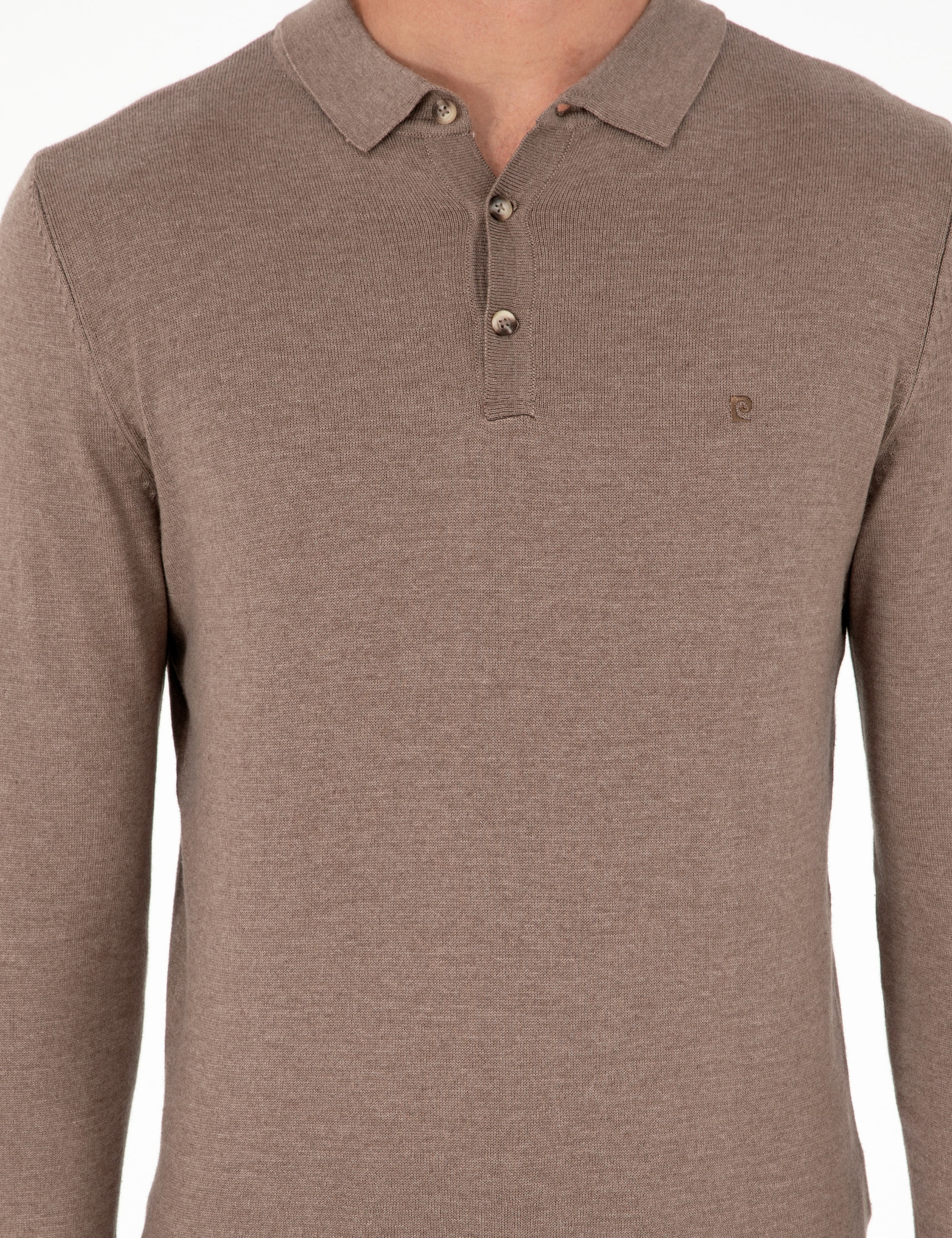 Vizon Melanj Slim Fit Polo Yaka Basic Triko Kazak - Image 7