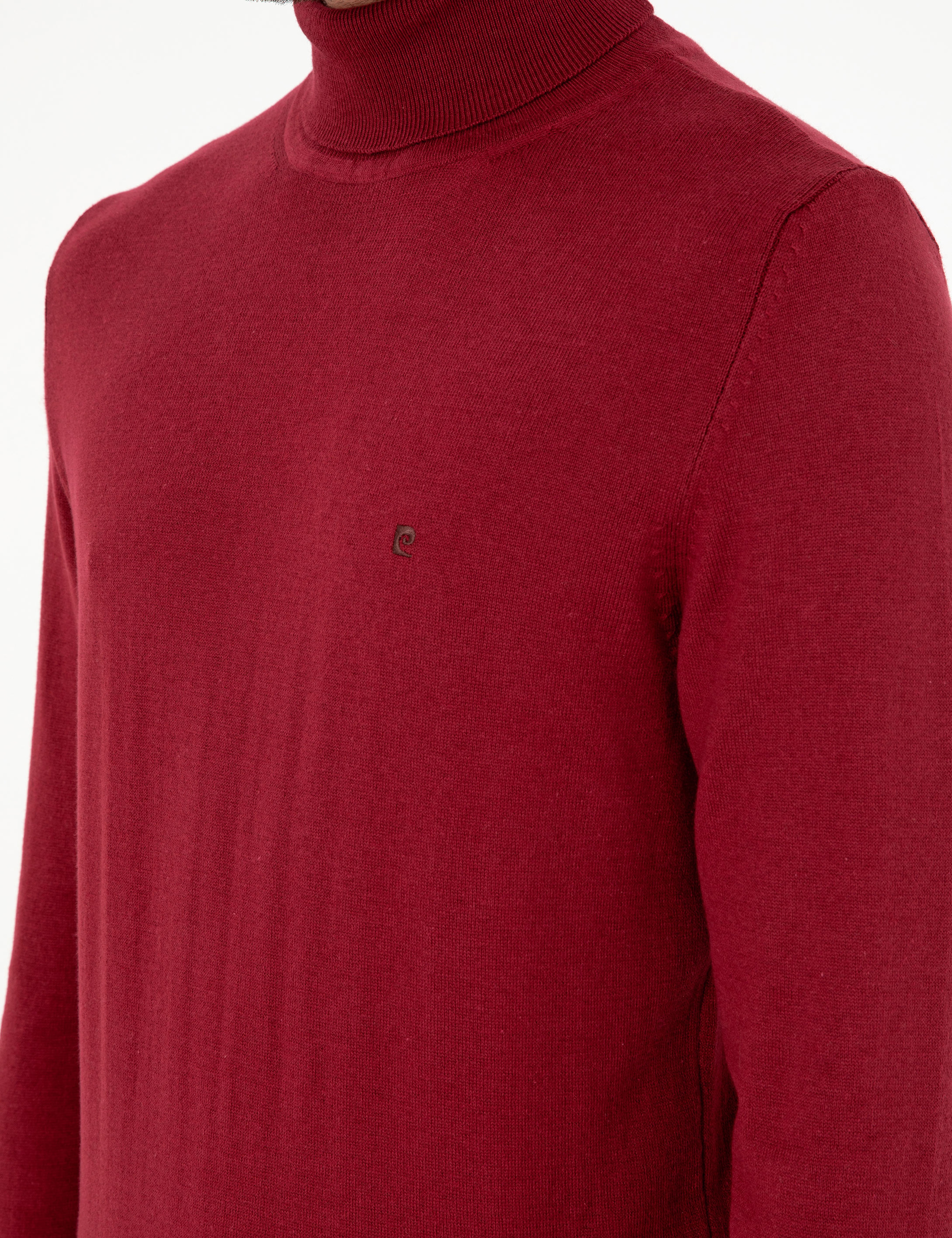 Vişne Slim Fit Balıkçı Yaka Basic Triko Kazak - Image 7