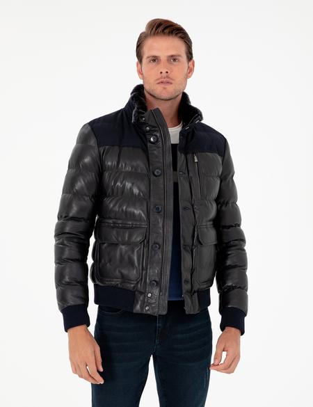 Lacivert Deri Ceket - 50303380004