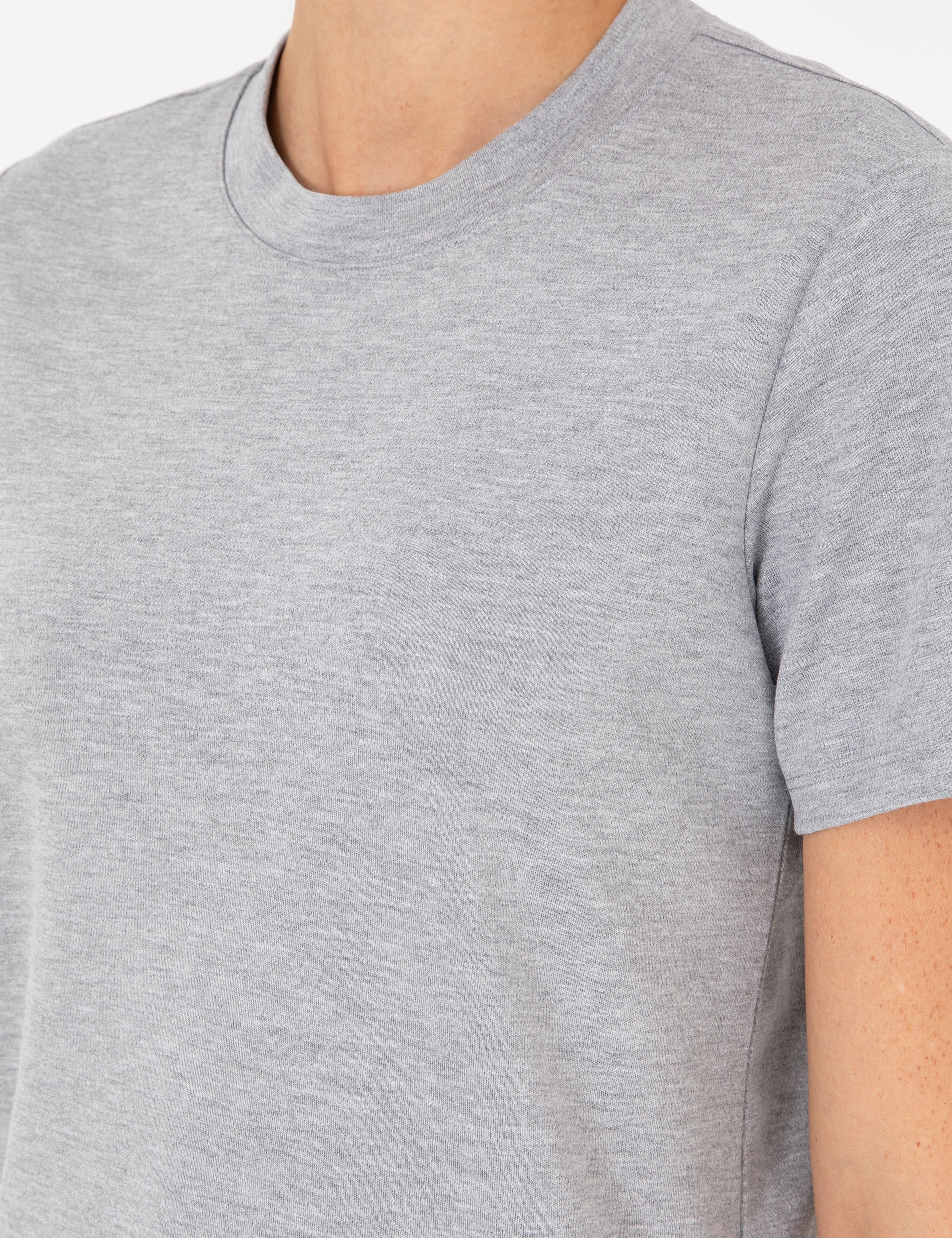Gri Melanj Slim Fit Bisiklet Yaka Basic Tişört