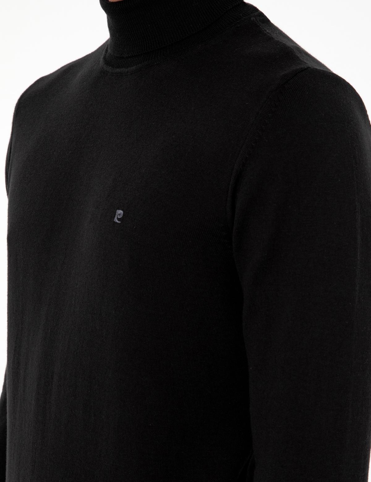 Siyah Slim Fit Balıkçı Yaka Basic Triko Kazak - 50276531043