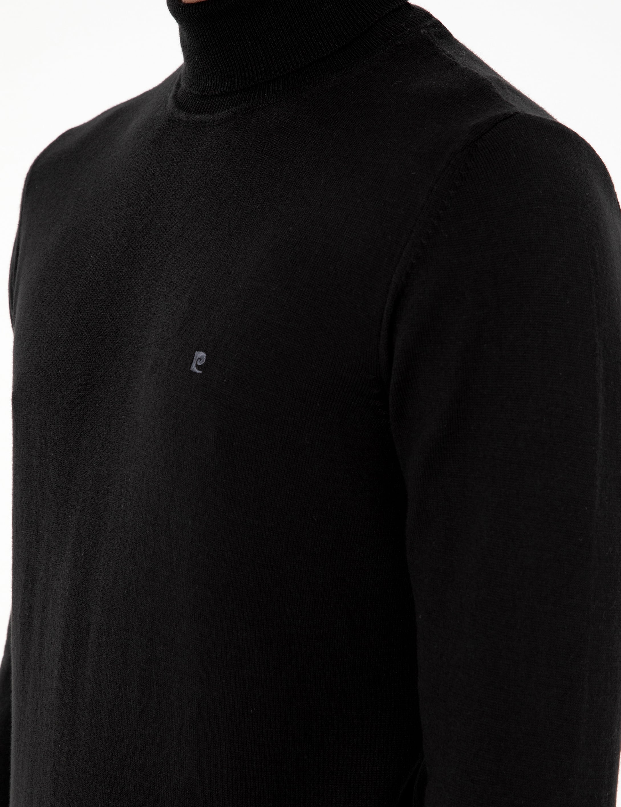 Siyah Slim Fit Balıkçı Yaka Basic Triko Kazak
