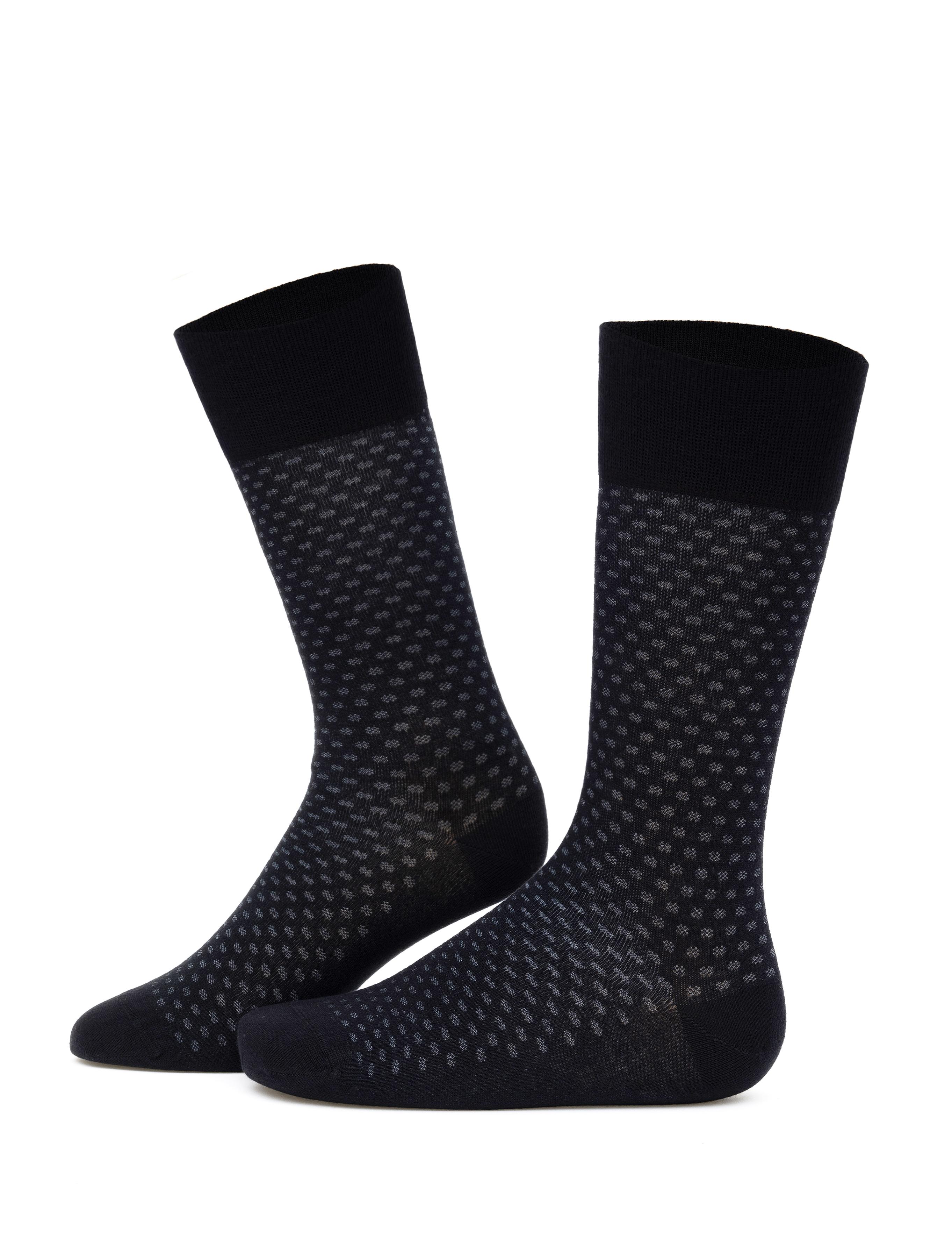 Erkek Bambu Karışımlı Siyah Soket Desenli Çorap