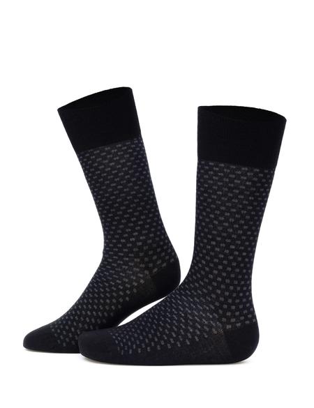 Erkek Bambu Karışımlı Siyah Soket Desenli Çorap - 50299899001