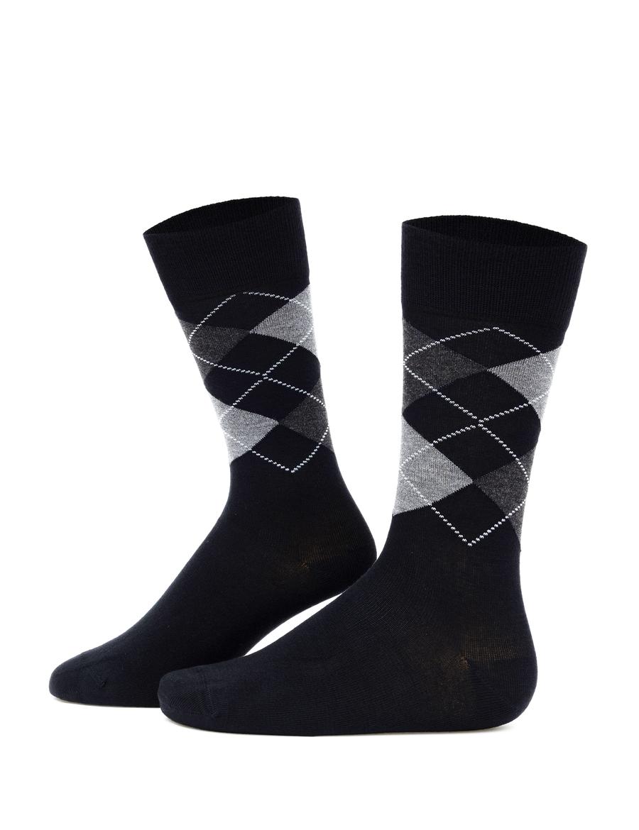 Erkek Bambu Karışımlı Siyah Soket Desenli Çorap