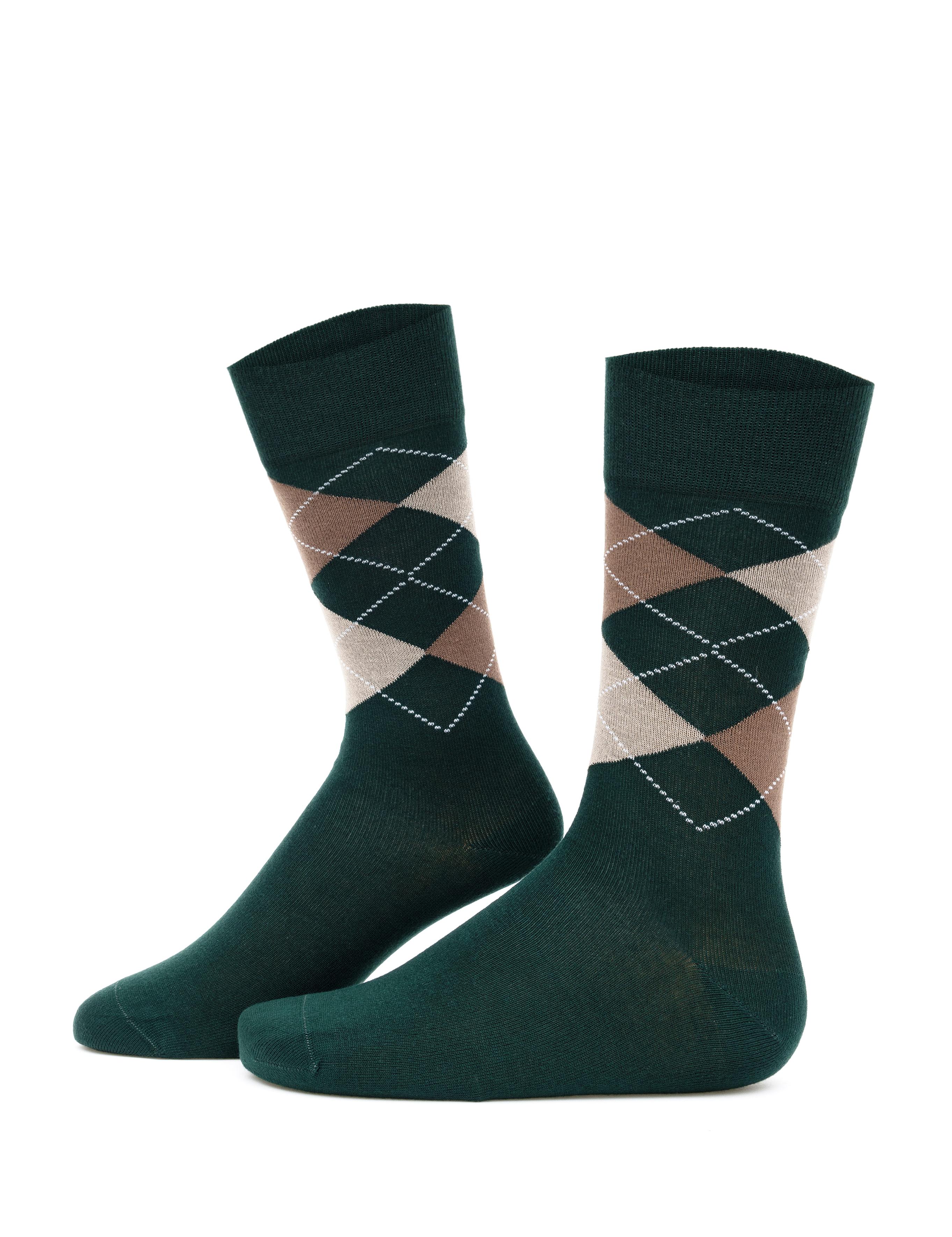 Erkek Bambu Karışımlı Mavi Soket Desenli Çorap