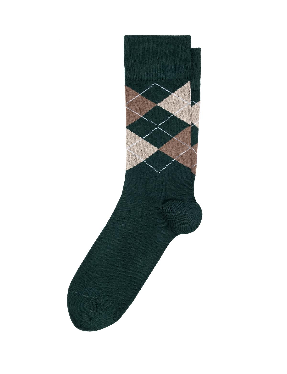 Erkek Bambu Karışımlı Mavi Soket Desenli Çorap - 50299924004