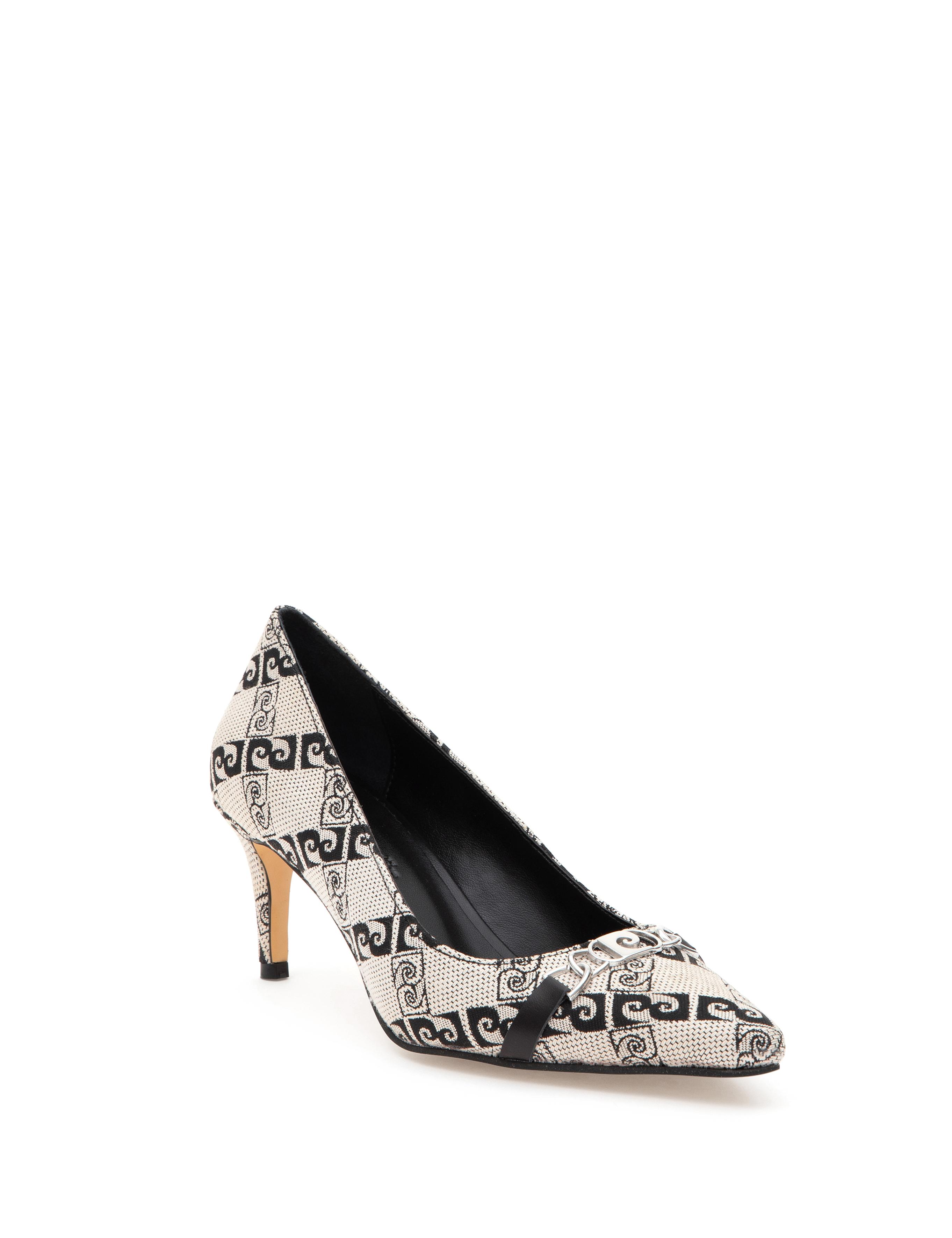 Siyah Desenli Topuklu Ayakkabı