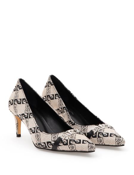 Siyah Desenli Topuklu Ayakkabı - 50295561011