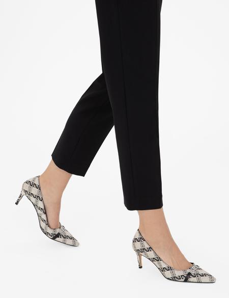 Siyah Desenli Topuklu Ayakkabı - 50295561011