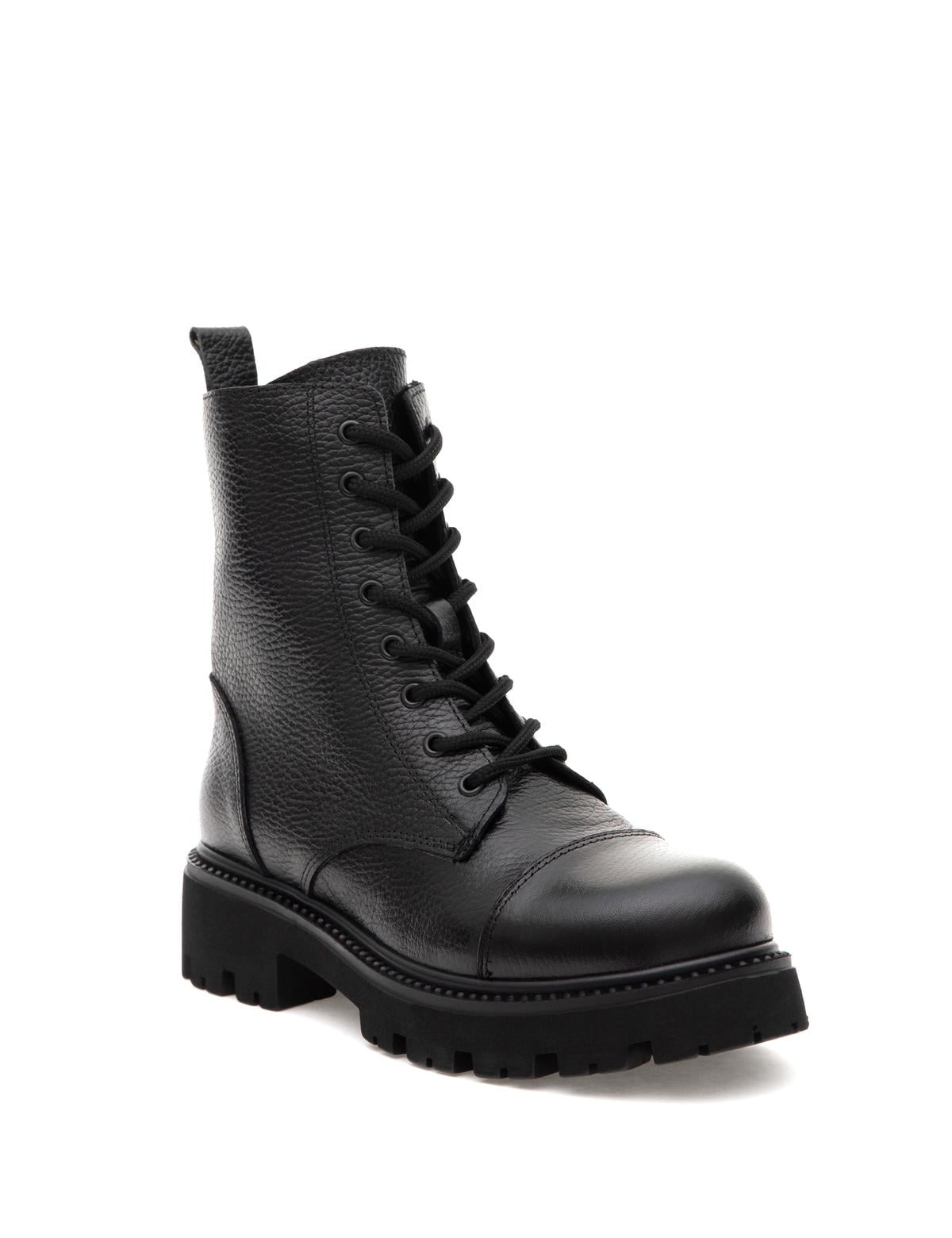 Siyah Deri Bağcıklı Bot - 50300069001