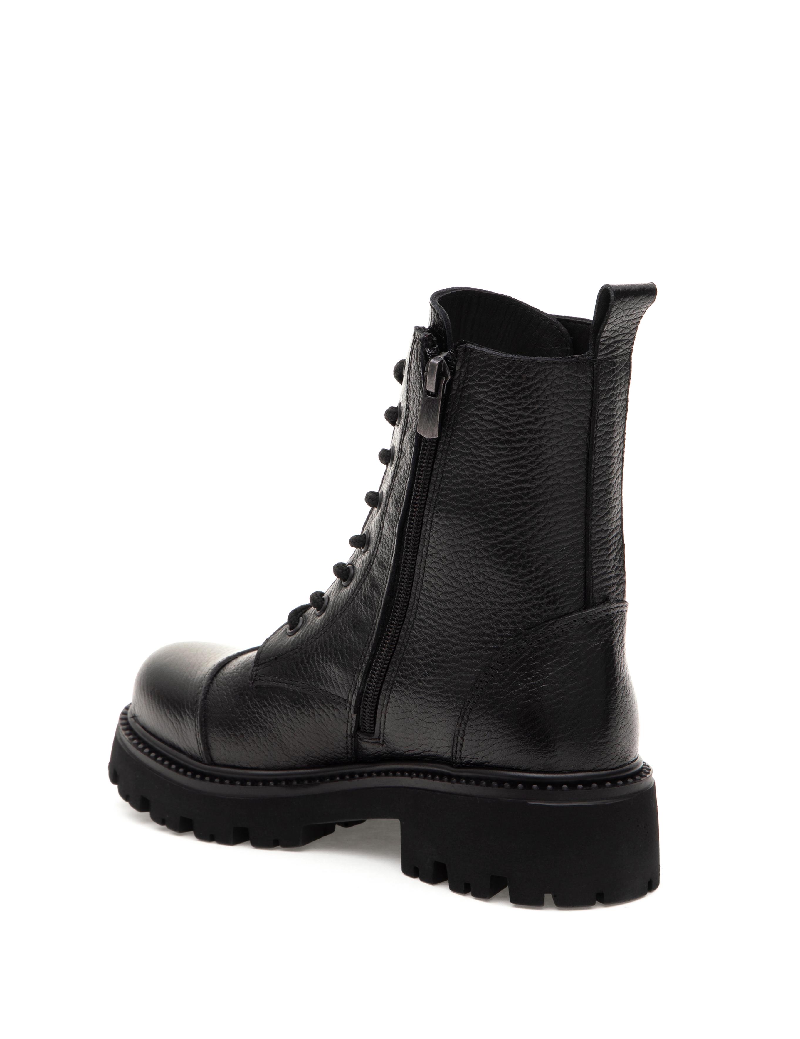 Siyah Deri Bağcıklı Bot