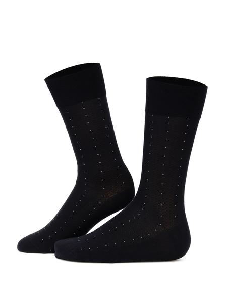 Erkek Bambu Karışımlı Siyah Soket Desenli Çorap - 50299921001