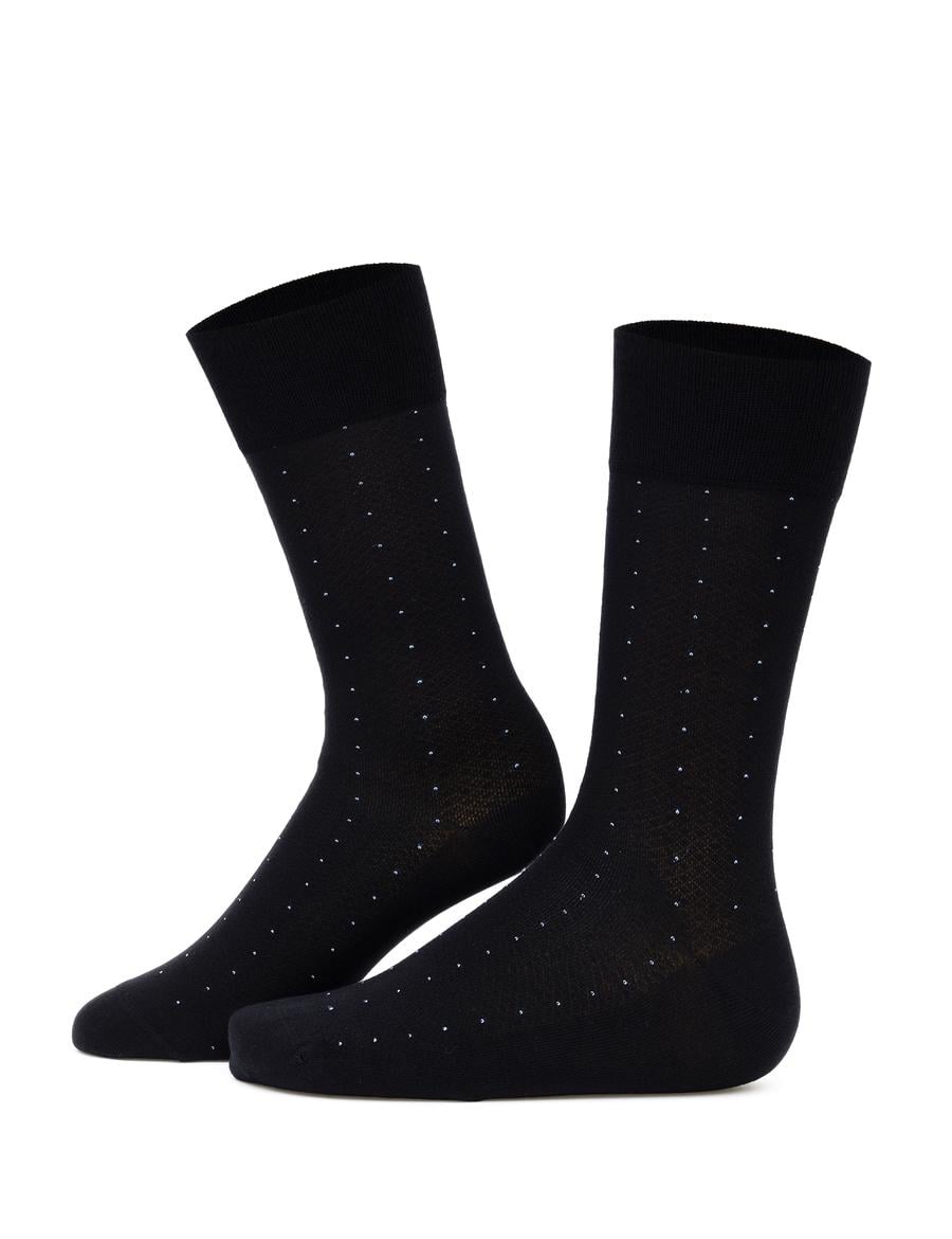 Erkek Bambu Karışımlı Siyah Soket Desenli Çorap