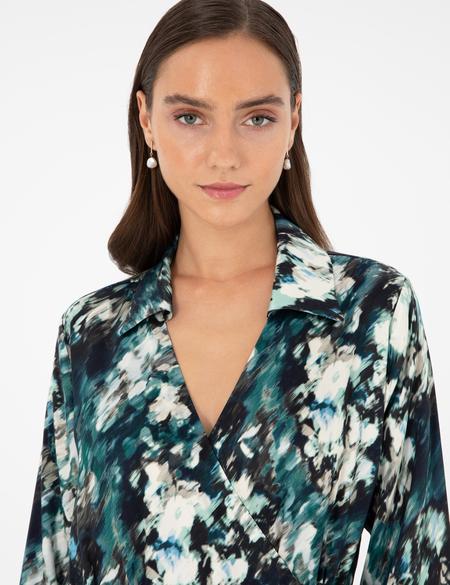 Koyu Yeşil Comfort Fit Dokuma Elbise - 50293641002