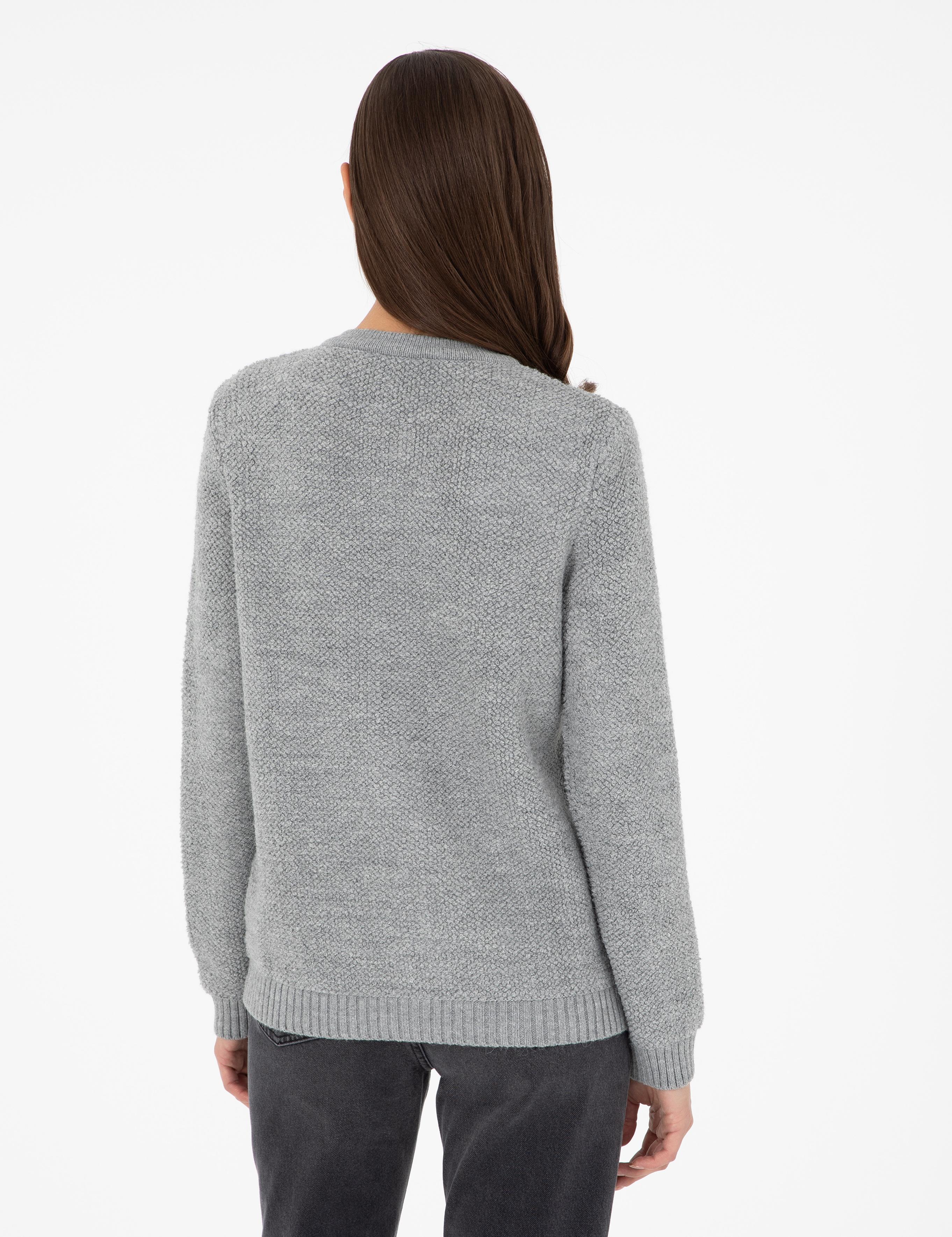 Gri Melanj Slim Fit Triko Hırka