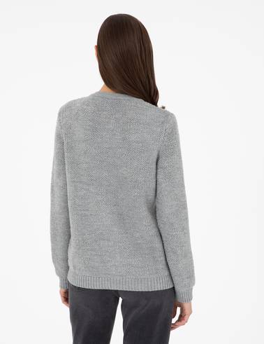 Gri Melanj Slim Fit Triko Hırka