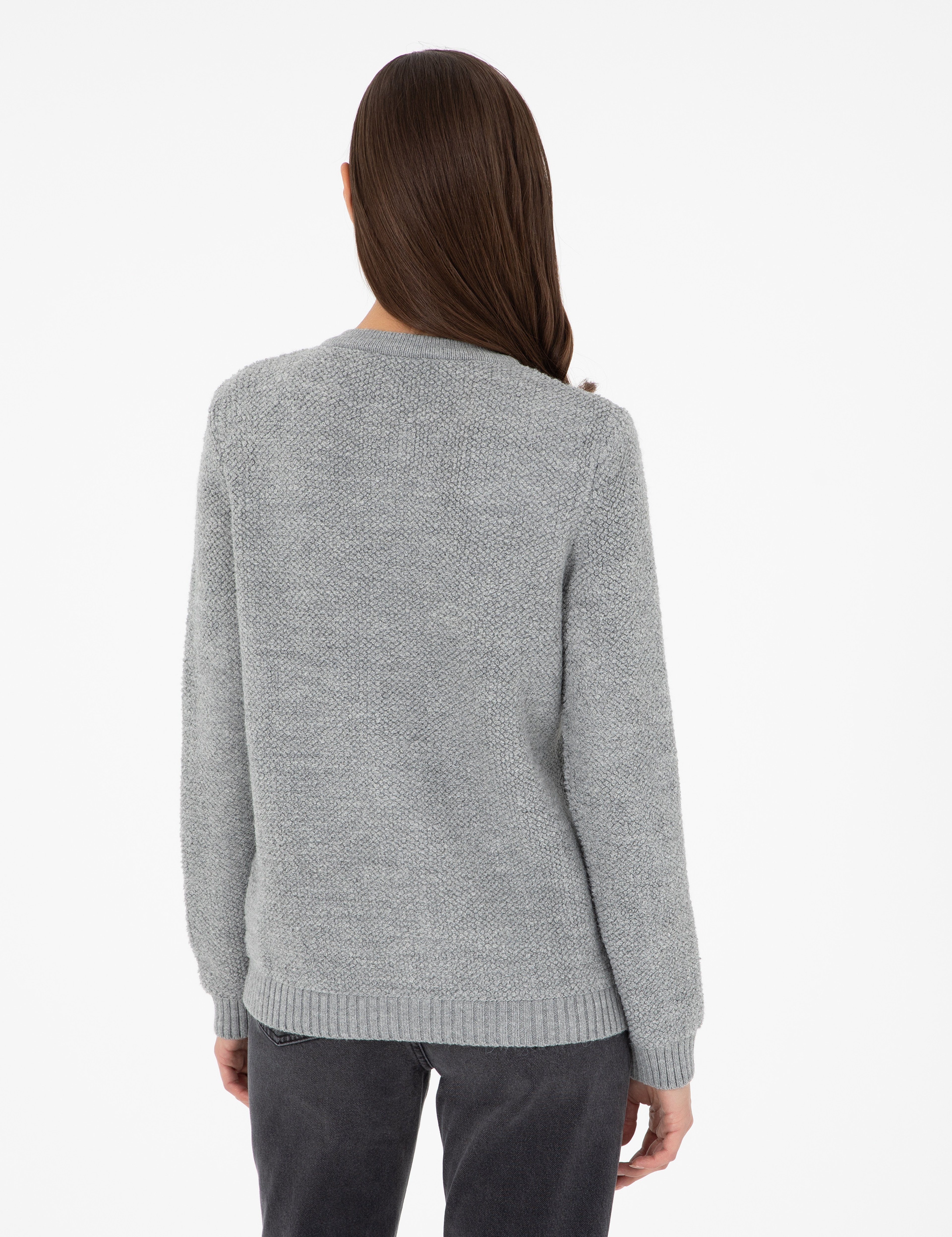 Gri Melanj Slim Fit Triko Hırka - Image 5