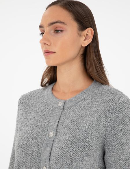 Gri Melanj Slim Fit Triko Hırka - 50290546022