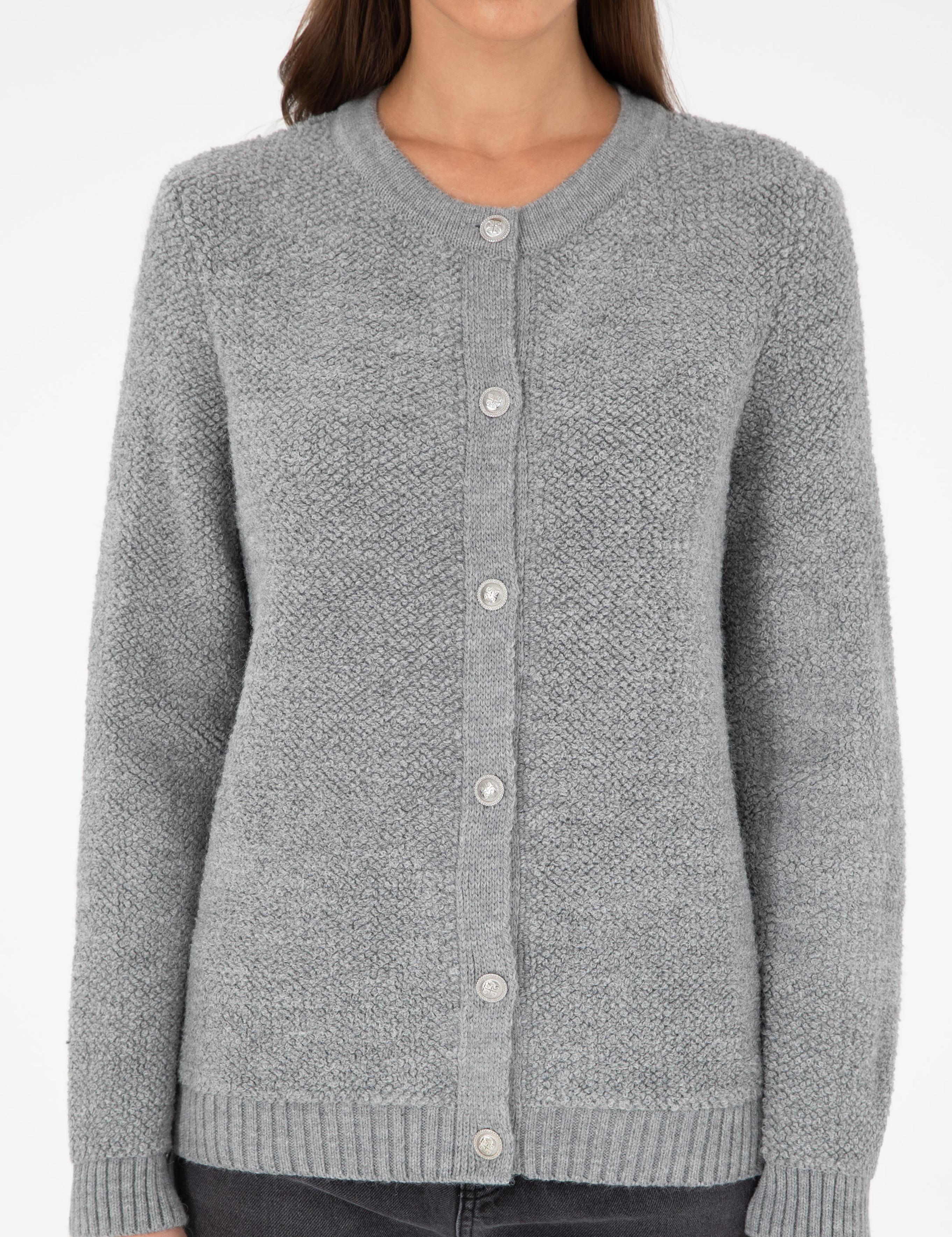 Gri Melanj Slim Fit Triko Hırka