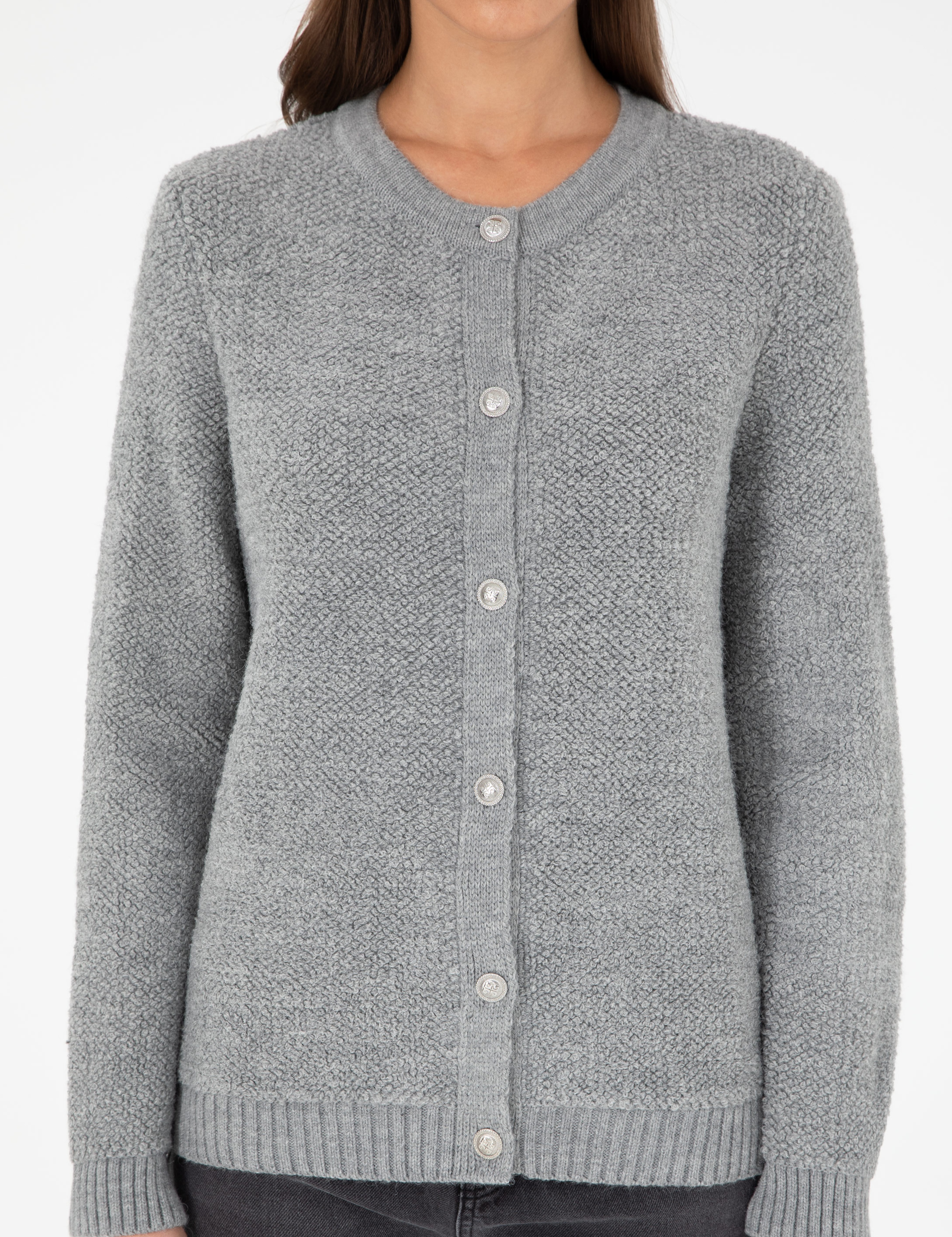 Gri Melanj Slim Fit Triko Hırka - Image 6
