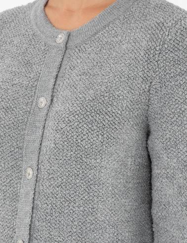 Gri Melanj Slim Fit Triko Hırka