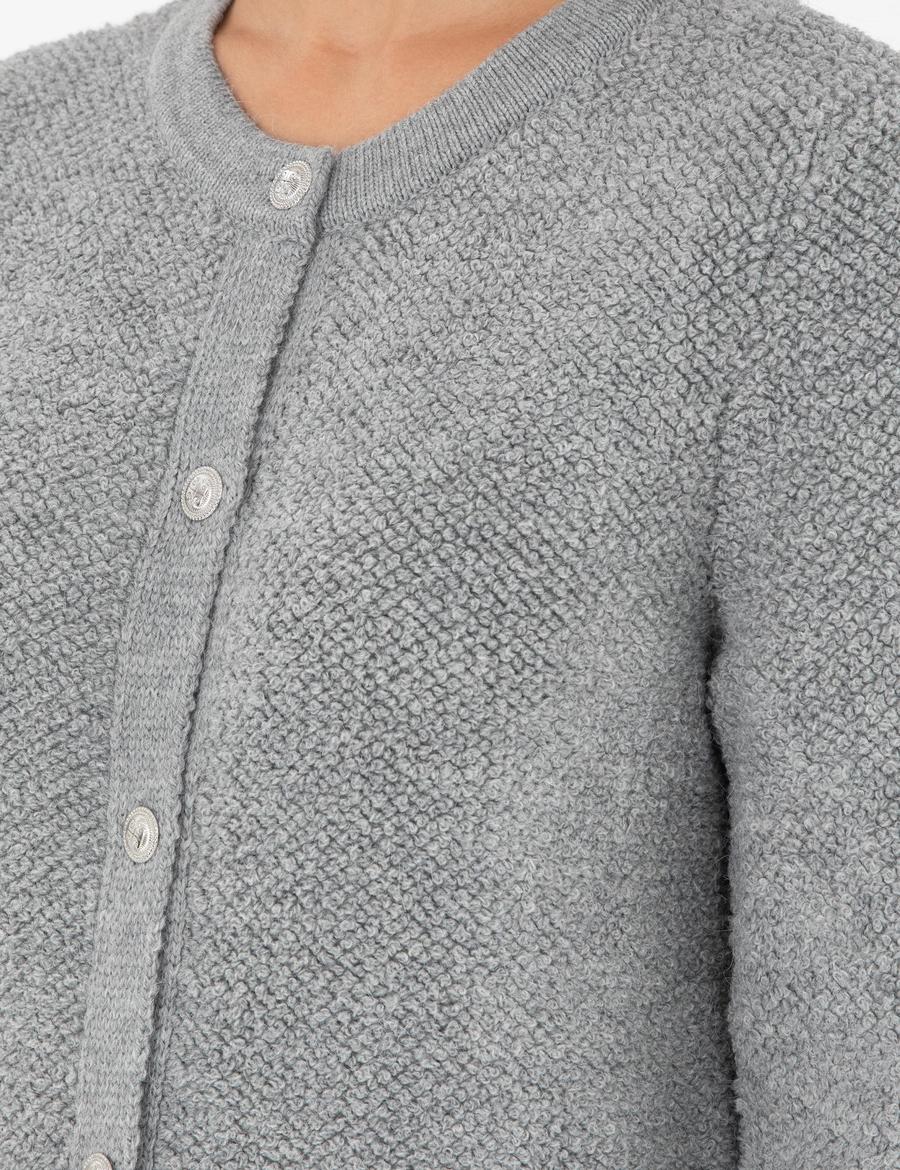 Gri Melanj Slim Fit Triko Hırka