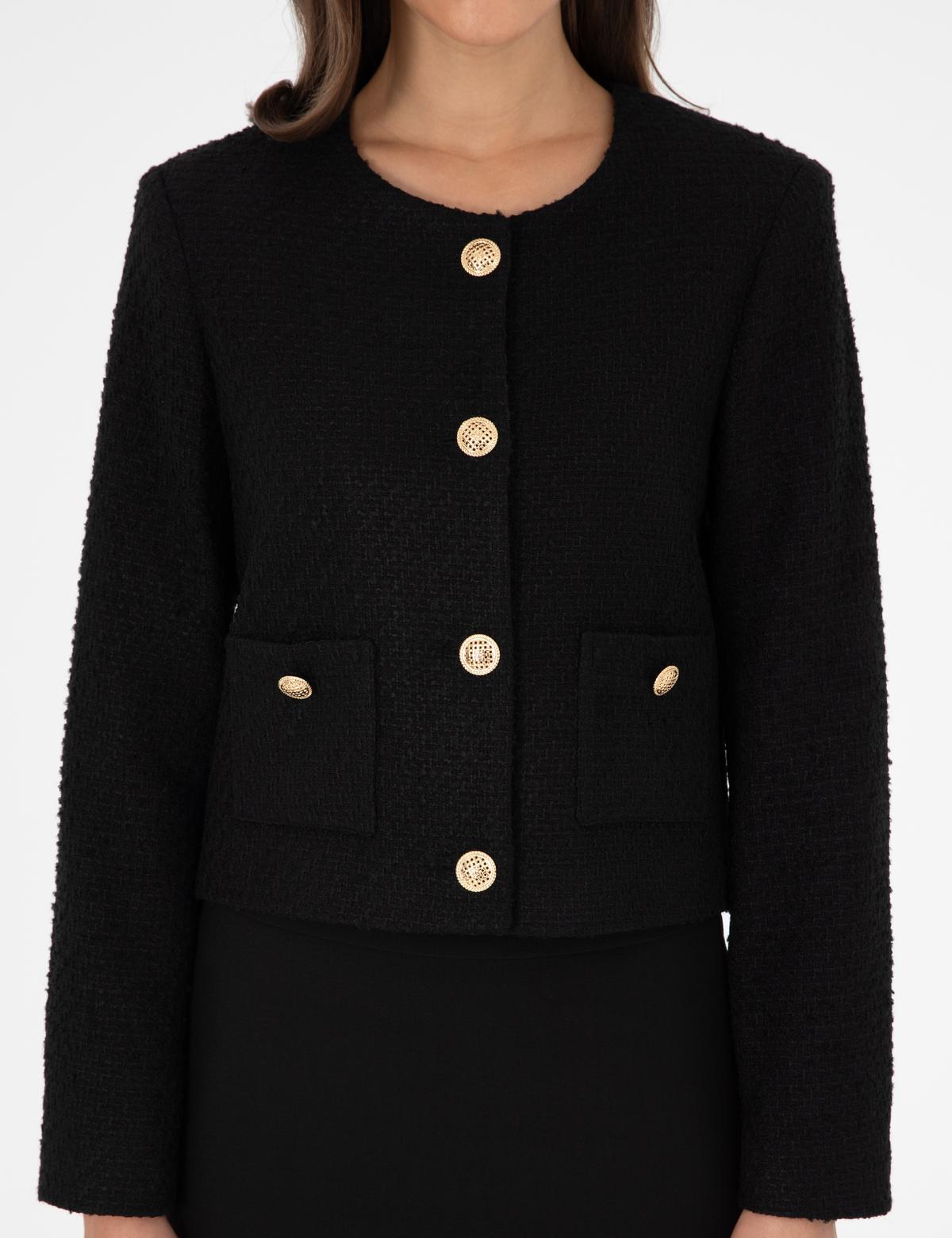 Siyah Crop Top Ceket - 50290401019